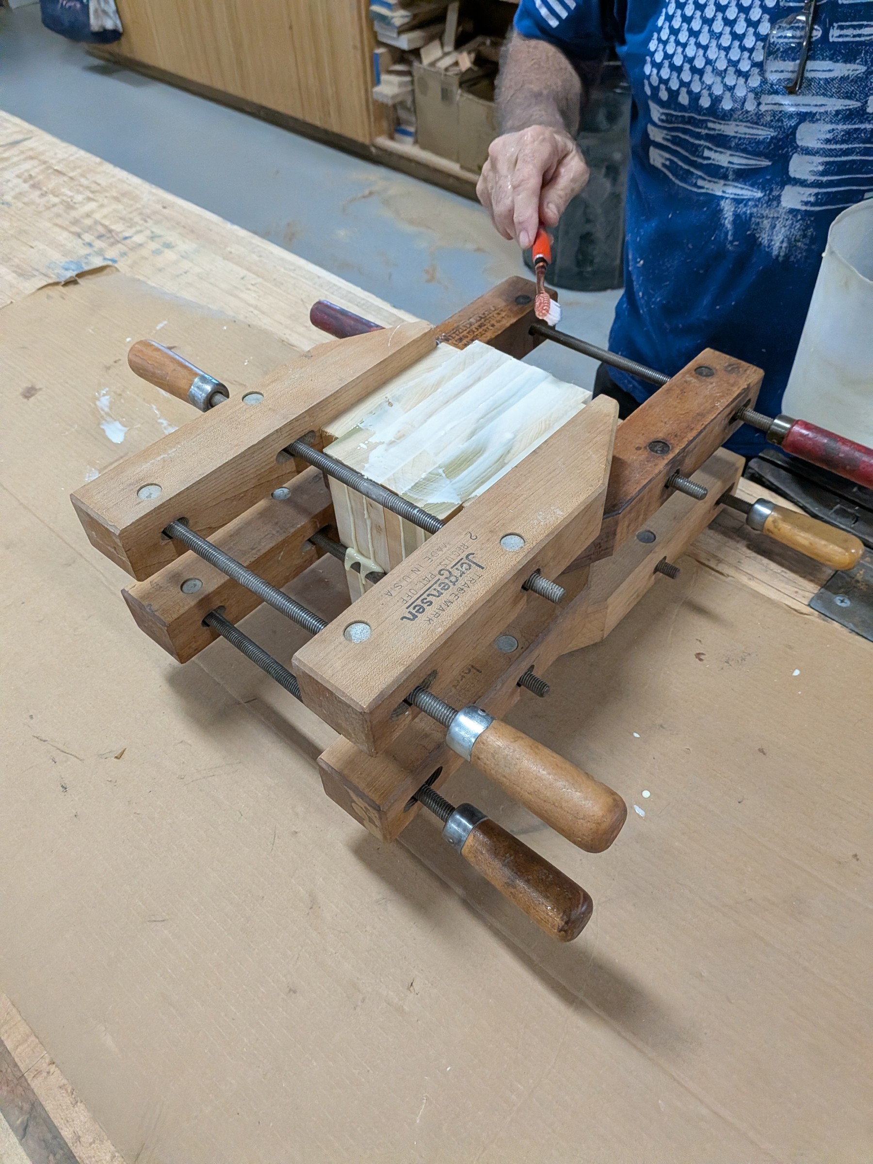 Poplar glue-up in clamps