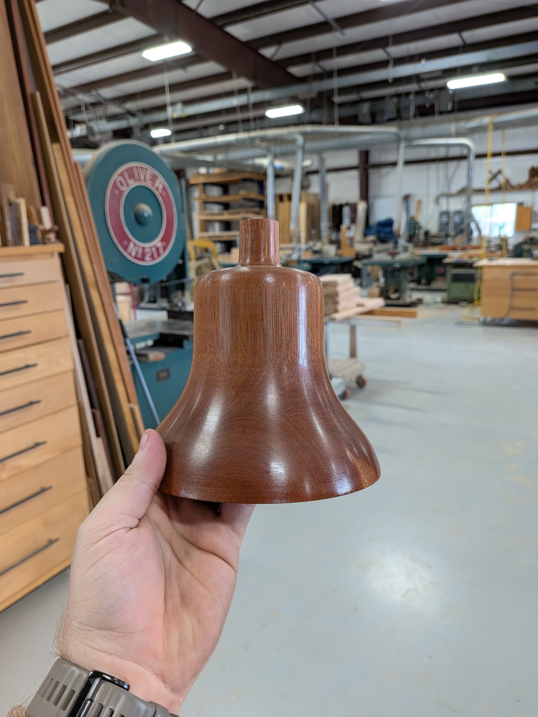 The finished mahogany bell pattern