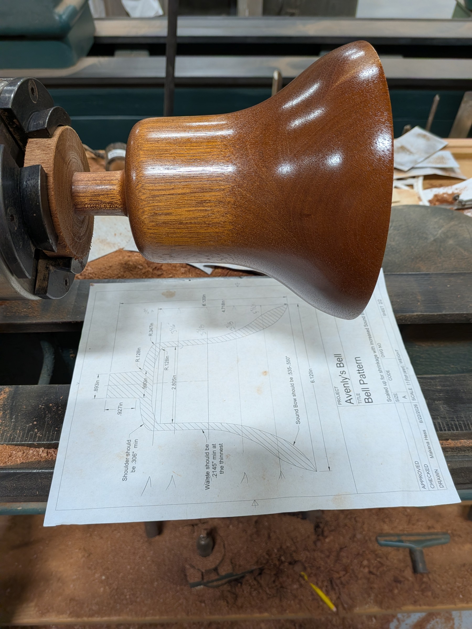 Final turning on the mahogany