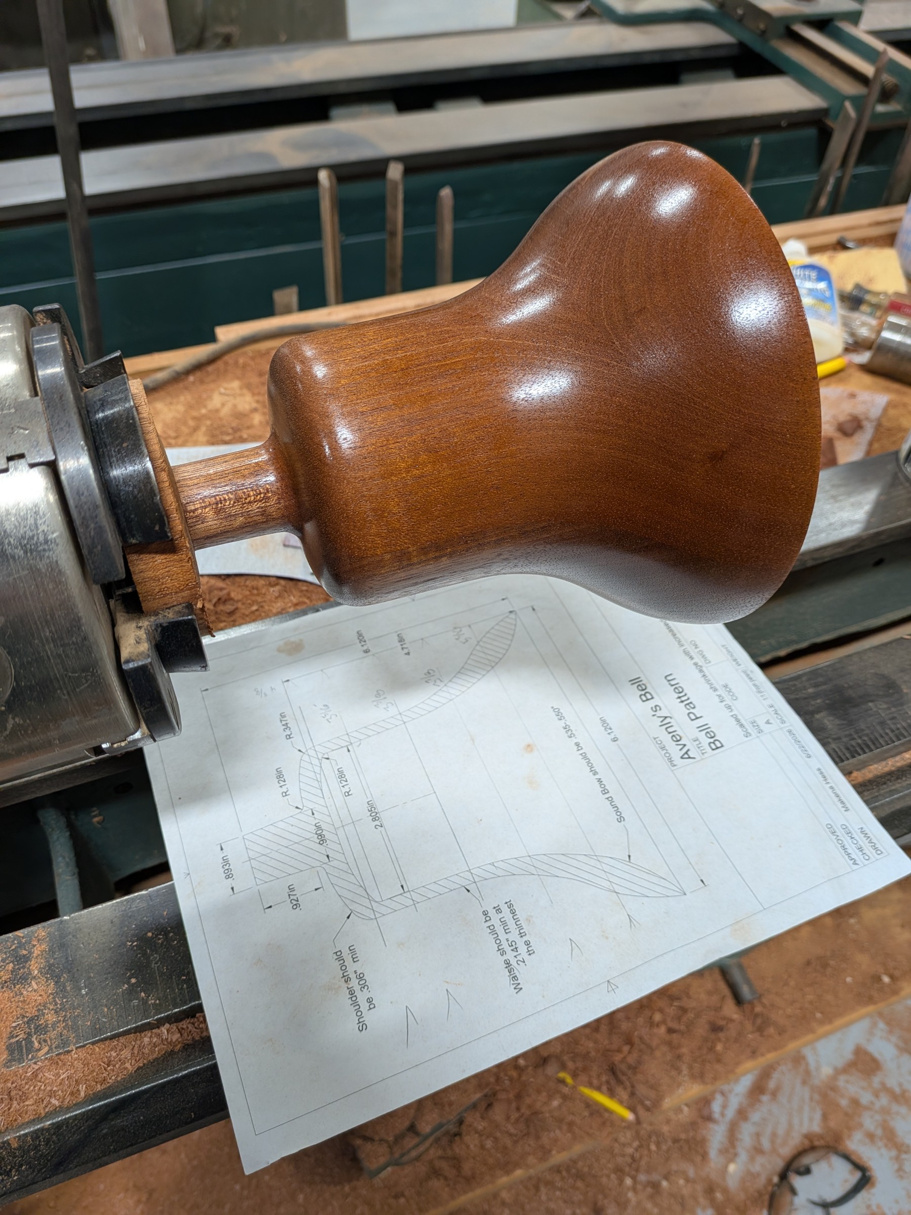 Final turning on the mahogany